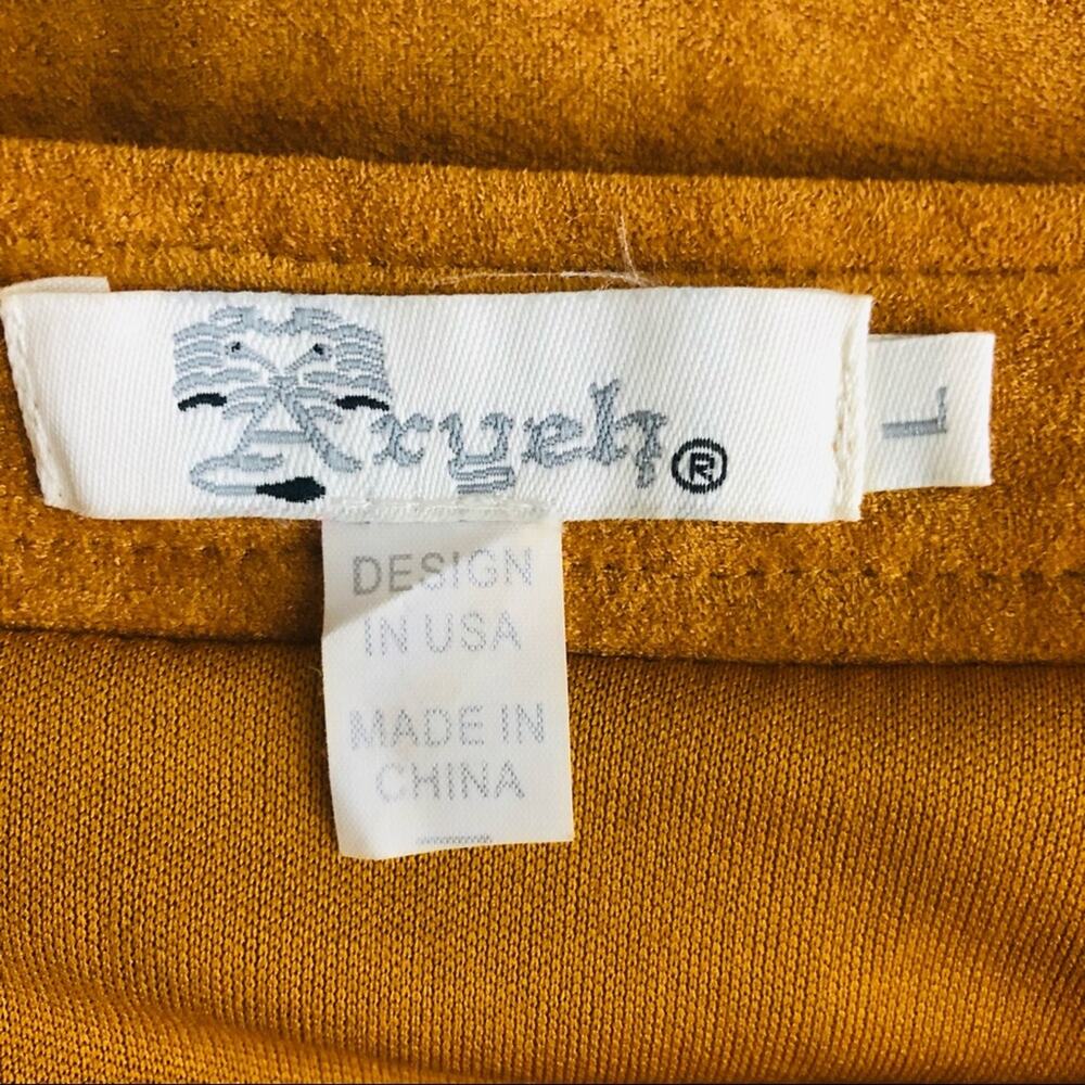 Aryeh tan cognac faux suede scalloped mini skirt large - Picture 6 of 6